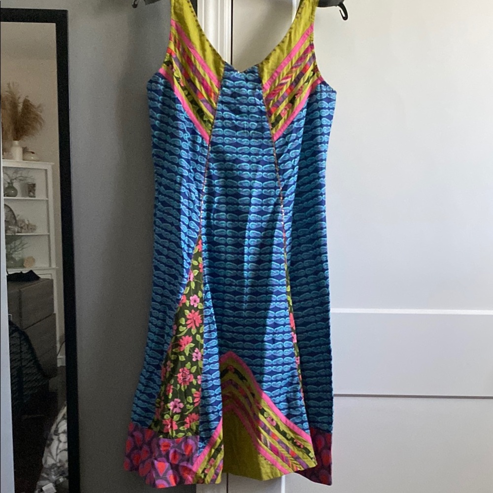 NWT Colorful Cotton Sundress with Scoop Neck Smocked back panel
